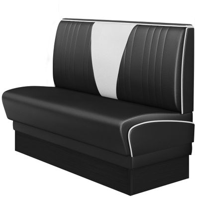 DINER VEGAS 2 | Dinerbank | B: 120 x 103 cm | V-Steppung | Schwarz | Leder | Americ