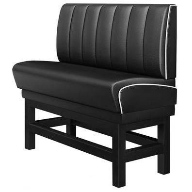DINER 1 | Diner Hochbank | B: 120 x 133 cm | Gestreift | Schwarz | Leder | American