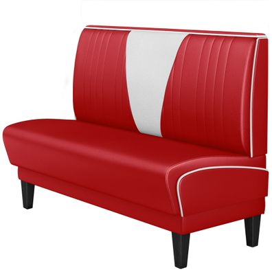 DINER VEGAS 1 | Dinerbank | B: 100 x 103 cm | V-Steppung | Rot | Leder | American D