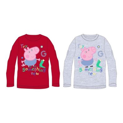 Peppa Pig Langarm-T-Shirt- "something new" | Grau oder Rot