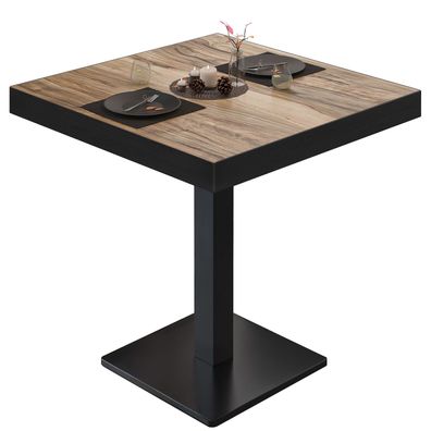 BM | Bistrotisch | B: : 70 x 70 x 77 cm | Sheesham / Schwarz | Quadratisch | Schwar