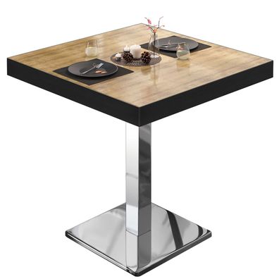 BM | Bistrotisch | B: : 70 x 70 x 77 cm | Eiche / Edelstahl | Quadratisch | Schwarz