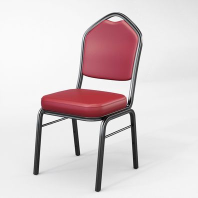 2er-Set ALEXA | Bistrostuhl | Rot | Leder | Bankettstühle Stapelbar, Saalstühle, Kon