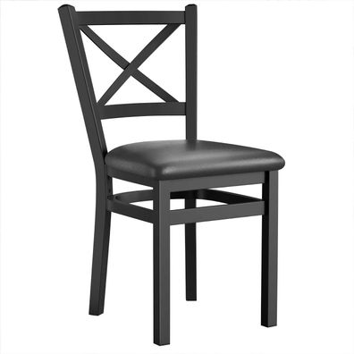 2er-Set Valentino STEEL | Bistrostuhl | Schwarz | Leder | Gastrostühle, Bistro Stuhl