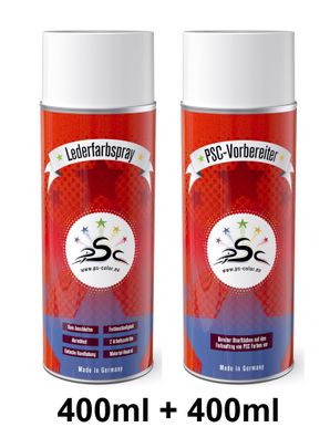 Set 1 : 2 x 400ml, Lederfarbe Signalrot RAL 3001 & Leder-Reiniger