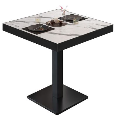 BM | Bistrotisch | B: : 70 x 70 x 77 cm | Weiß Marmor / Schwarz | Quadratisch | Sch