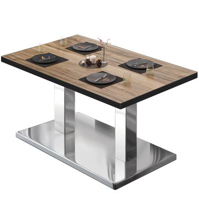 BM | Bistro Loungetisch | B: : 130 x 80 x 41 cm | Sheesham / Edelstahl | Bistro Tis