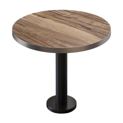 BML | Bistrotisch | Ø: 60 x 75 cm | Sheesham / Schwarz | Rund | Edelstahl Rand | Bi