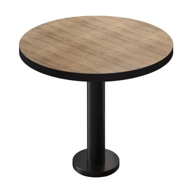 BML | Bistrotisch | Ø: 60 x 75 cm | Eiche / Schwarz | Rund | Schwarzer Rand | Bistr