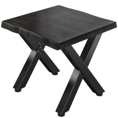 PJ | Bistrotisch Baumkante | B: : 70 x 70 x 78 cm | Wenge Schwarz / Schwarz | Quadr