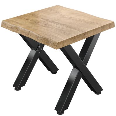 PJ | Bistrotisch Baumkante | B: : 70 x 70 x 78 cm | Eiche / Schwarz | Quadratisch |