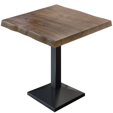 PPA | Bistrotisch Baumkante | B: : 70 x 70 x 81 cm | Walnuß / Schwarz | Quadratisch