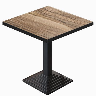 BPY | Bistro Tisch | 60 x 60 x 78,5 cm | Quadratisch | Schwarzer Rand | Sheesham / S