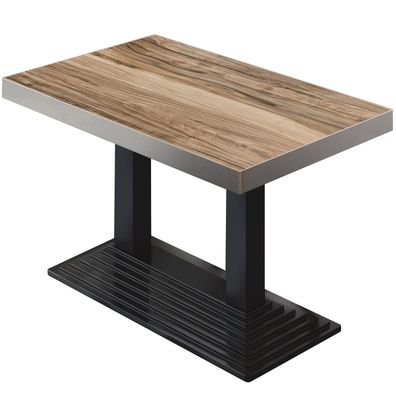 BPY | Bistro Tisch | 120 x 70 x 81 cm | Quadratisch | Edelstahl Rand | Sheesham / Sc