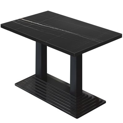 BPY | Bistro Tisch | 130 x 80 x 78,5 cm | Quadratisch | Schwarzer Rand | Schwarz Mar