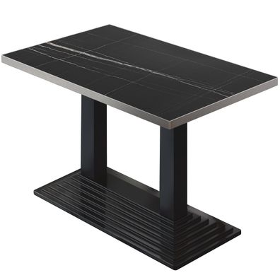 BPY | Bistro Tisch | 120 x 70 x 78,5 cm | Quadratisch | Edelstahl Rand | Schwarz Mar