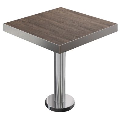 BML | Bistro Tisch | 60 x 60 x 77 cm | Quadratisch | Edelstahl Rand | Light Wenge