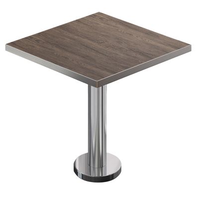 BML | Bistro Tisch | 60 x 60 x 74,5 cm | Quadratisch | Edelstahl Rand | Light Wenge