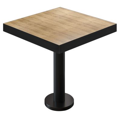 BML | Bistro Tisch | 70 x 70 x 77 cm | Quadratisch | Schwarzer Rand | Eiche / Schwar