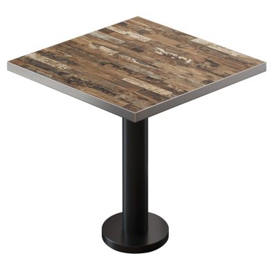BML | Bistro Tisch | 60 x 60 x 74,5 cm | Quadratisch | Edelstahl Rand | Vintage Old