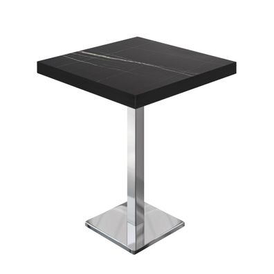 BM | Bistro Stehtisch | 80 x 80 x 110 cm | Quadratisch | Schwarzer Rand | Schwarz Ma