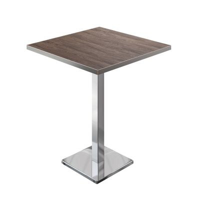 BM | Bistro Stehtisch | 80 x 80 x 108 cm | Quadratisch | Edelstahl Rand | Light Weng