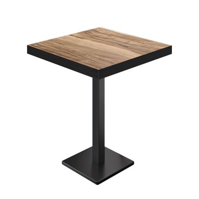 BM | Bistro Stehtisch | 80 x 80 x 110 cm | Quadratisch | Schwarzer Rand | Sheesham