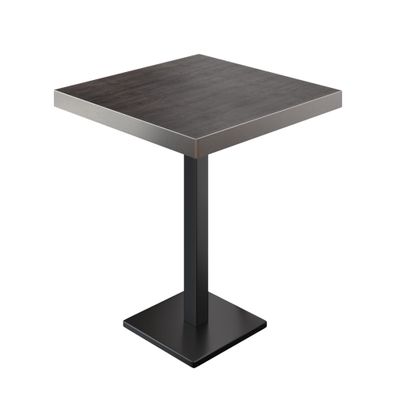 BM | Bistro Stehtisch | 70 x 70 x 110 cm | Quadratisch | Edelstahl Rand | Wenge / Sc