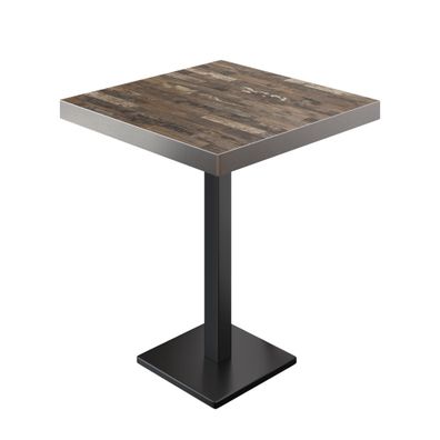BM | Bistro Stehtisch | 70 x 70 x 110 cm | Quadratisch | Edelstahl Rand | Vintage Ol