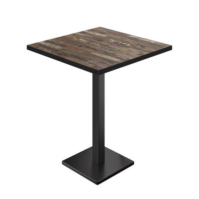 BM | Bistro Stehtisch | 70 x 70 x 108 cm | Quadratisch | Schwarzer Rand | Vintage Ol