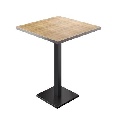 BM | Bistro Stehtisch | 70 x 70 x 108 cm | Quadratisch | Edelstahl Rand | Eiche / Sc
