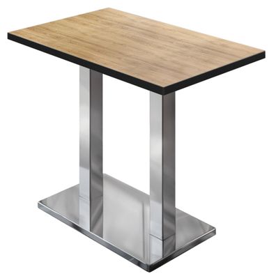 MBM | Bistro Stehtisch | 120 x 70 x 107,5 cm | Melamin | Eiche / Edelstahl | Bartisc