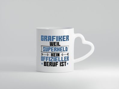 Superheld Grafiker | Grafik Design | Grafikdesign - Herz Tasse Weiß