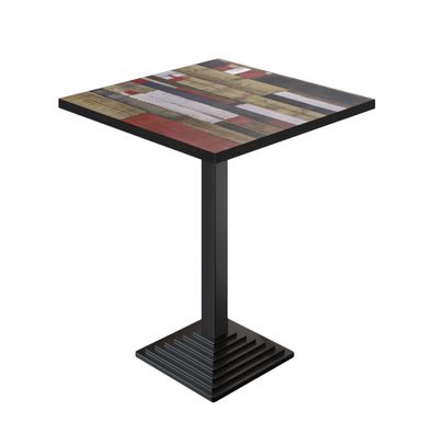 BPY | Bistro Stehtisch | 70 x 70 x 112 cm | Schwarzer Rand | Quadratisch | Vintage B