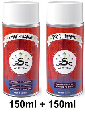 Set 1 : 2 x 150ml, Lederfarbe Zinkgelb RAL 1018 & Leder-Reiniger