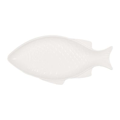 Clayre & Eef Schale Fisch 100 ml Weiß Keramik (Gr. 24x11x2 cm / 100 ml)