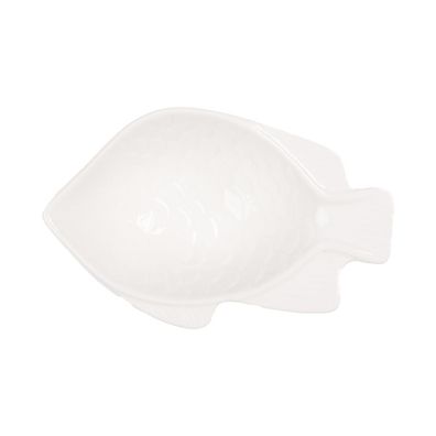 Clayre & Eef Schale Fisch 50 ml Weiß Keramik (Gr. 12x8x4 cm / 50 ml)