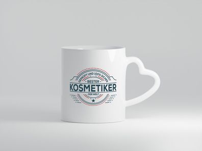 Geprüft und sicher: Kosmetiker | Kosmetik | Stylist - Herz Tasse Weiß