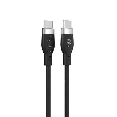 Hyper 1.5m Silicone USB-C to USB-C 60W Charging Cable, Black