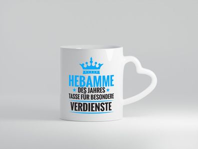 Besonderer Verdienst: Hebamme | Geburtshilfe - Herz Tasse Weiß