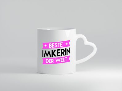 Beste Imkerin | Imkerei - Herz Tasse Weiß