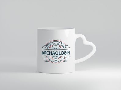 Geprüft und sicher: Archäologin| Archäologie | Forscherin - Herz Tasse Weiß