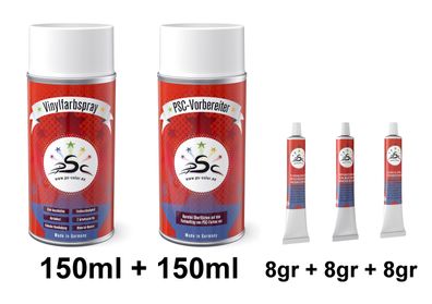 Set 5-150 : Vinylfarbe für Porsche lipstick magma Kunstlederpflege Vinyl-Flicken-R