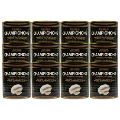 Food-United weiße Champignons Mini Köpfe ganz Füll 800g ATG 460g 12 Dosen