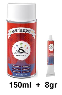 Set 2 : 150ml Lederfarbe Zinkgelb RAL 1018 & 8gr Flüssigleder Tube