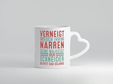 Verneigt euch: Schneider | Beruf Schneiderei - Herz Tasse Weiß