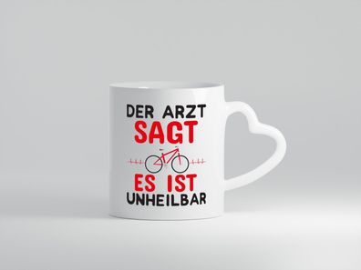 Radfahrer Humor | Biker Tasse | Fahrradfahren | lustig - Herz Tasse Weiß