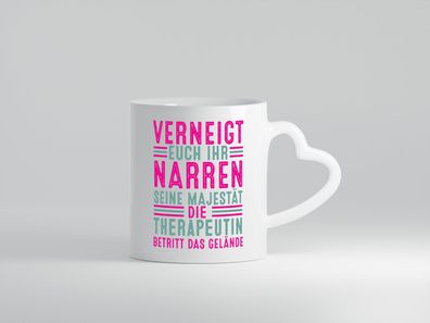 Verneigt euch: Therapeutin | Psychotherapie | Therapie - Herz Tasse Weiß