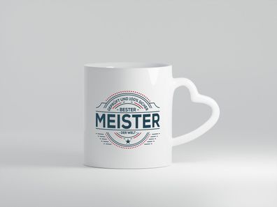Geprüft und sicher: Meister | Meisterbrief - Herz Tasse Weiß