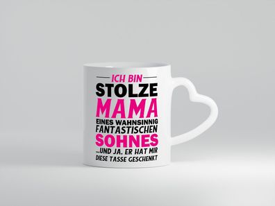Stolze Mama - Herz Tasse Weiß